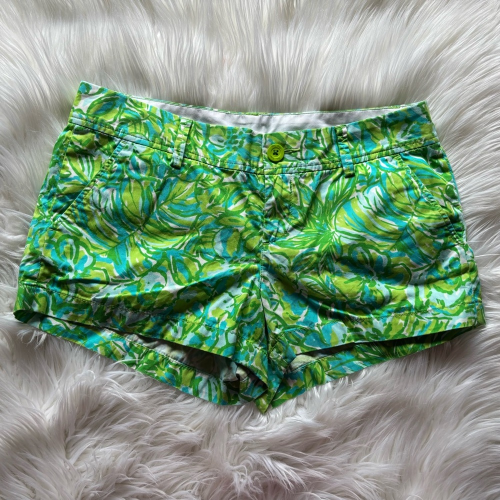 LILLY PULITZER The Walsh Short Fresh Citrus green parrot Print Sz 8